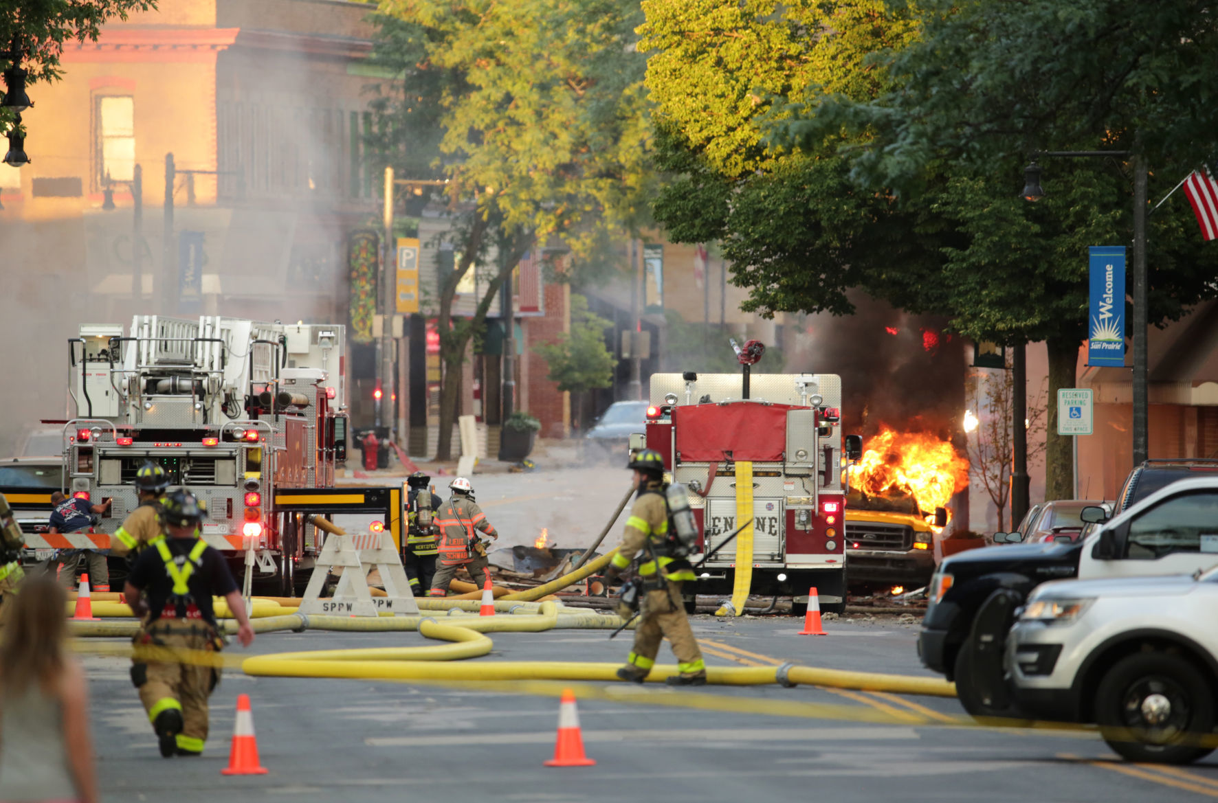 Firefighters battle blaze from Sun Prairie gas leak explosion